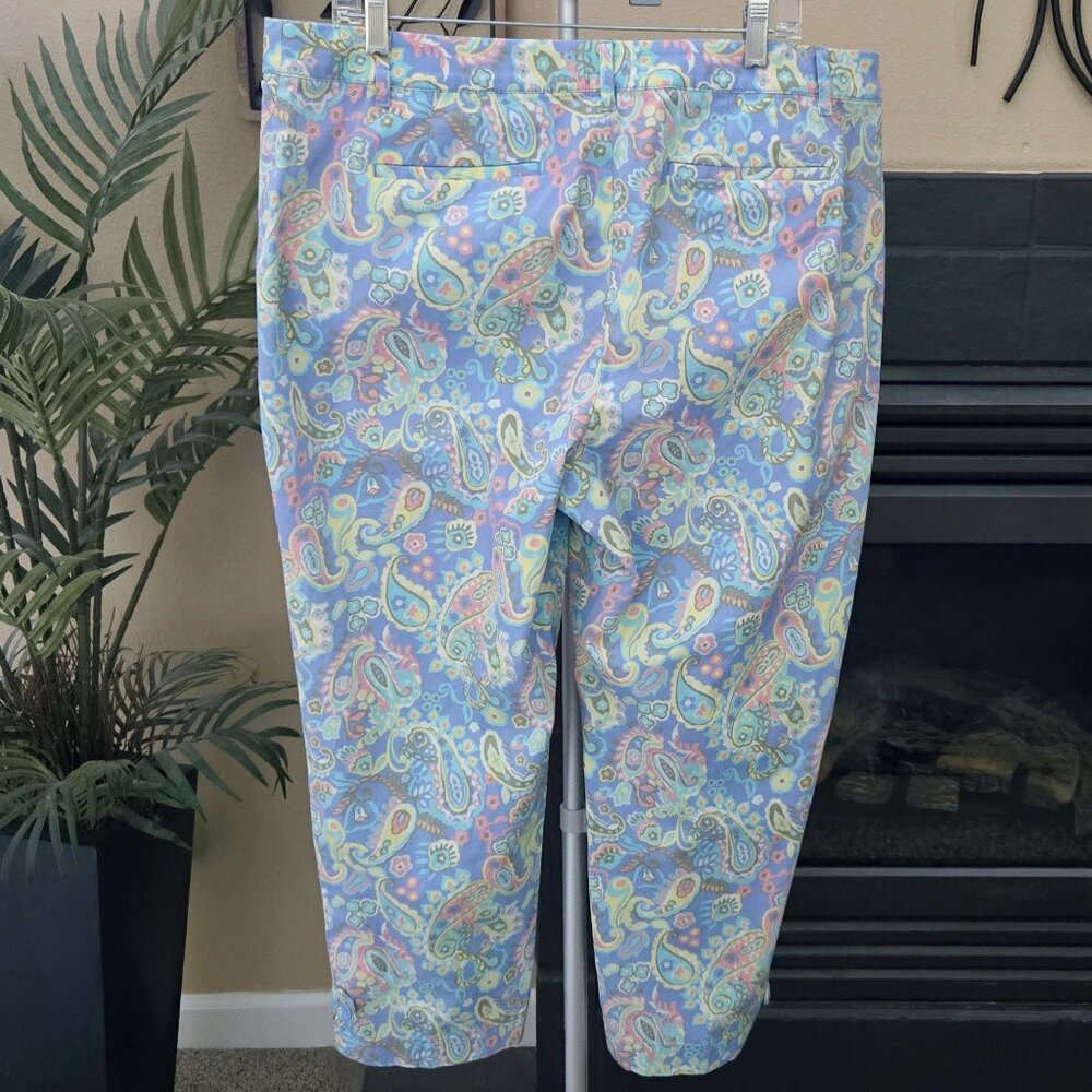 NWOT Talbots sz 16 multi paisley perfect crop pants - Picture 3 of 4